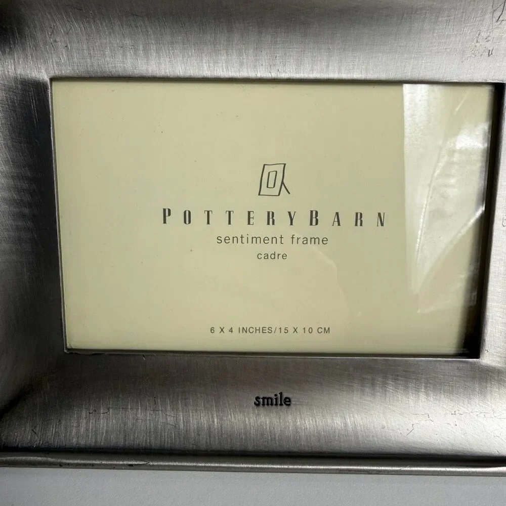 POtTERY BARN Sentiments “smile” Engraved 4 x6 Photo Frame
